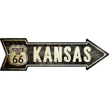 Vintage Route 66 Kansas 5&quot; x 17&quot; Novelty Metal Arrow Sign - £9.38 GBP