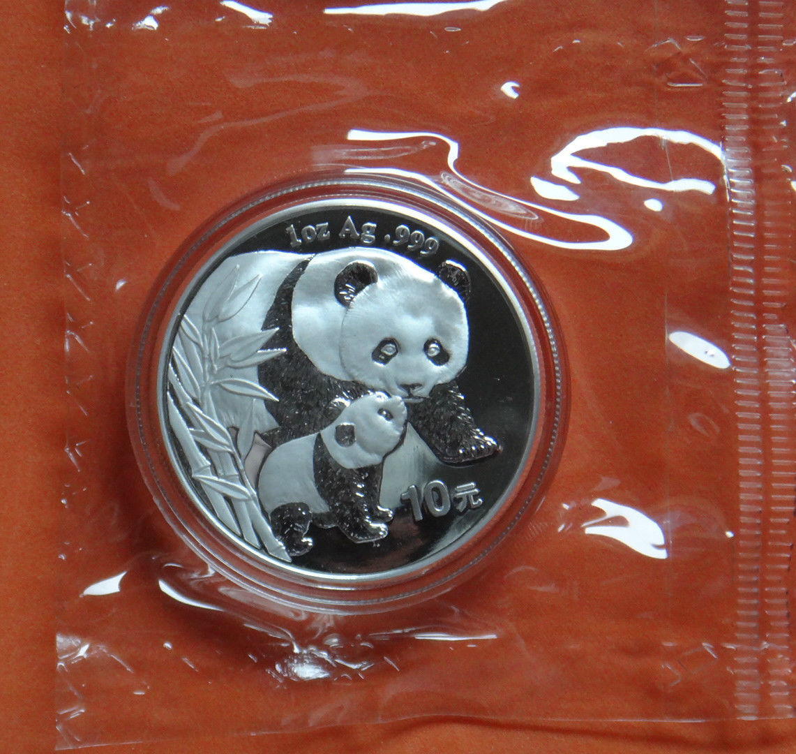Primary image for CHINA 10 YUAN PANDA 1 OZ SILVER COIN 2004 DOUBLE SEALED NO RESERVE RARE