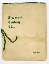 Twentieth Century Club Fort Wayne Indiana 1909-10 Booklet - £35.00 GBP