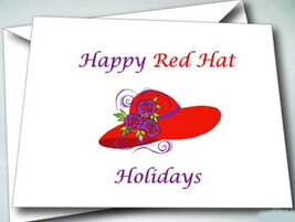 6 Happy Holiday (Christmas) cards w/ envelopes FOR RED HAT LADIES OF SOC... - $12.19
