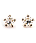 STAR SNOWFLAKE EARRINGS Winter Snow Post Stud Pair Sparkling Crystal Rhi... - $167.06 MXN