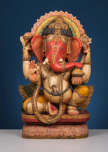 30&quot; Wooden Ekdanta Ganesha | Lord Ganesha Idol | Handmade | Home Decor - £2,237.39 GBP