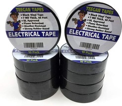 Electrical Tape - Black Vinyl Electric Tape (10 Pack) | Thin | 7 mil Wire Tape | - £30.36 GBP