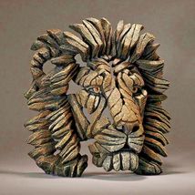 Edge Sculpture Lion Bust 16.9" High Majestic Mane Stone Resin Freestanding Brown image 7