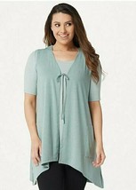 LOGO Lounge By Lori Goldstein Jersey Vest &amp; Top Twin Set Blue Fog, X-Small - £17.97 GBP