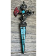 6&#39;&#39; Tibetan Buddhism Bronze Inlay Turquoise Vajra Phurpa Dagger Handmade... - €29,62 EUR