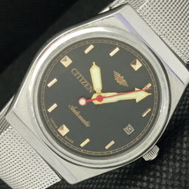 Vintage Citizen Automatic 8200 Japan Mens Date Black Watch 606-a314407-6 - £17.58 GBP