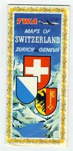 TWA Maps of Switzerland Zurich &amp; Geneva 1956 - $15.88