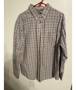 Men&#39;s Croft &amp; Barrow Easy Care Sleeve Button Front Shirt XL Grey w /red ... - $20.46 CAD