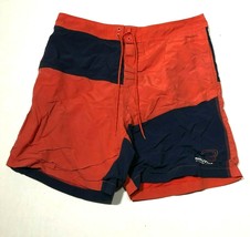 Nautica Competition Swim Trunks Shorts Mens 36 Red Blue Colorblock Drawstring - £9.60 GBP