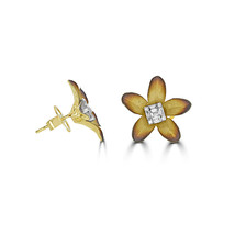 Real Fine 0.44ct Natural Diamond Earrings 18K White Gold G Color VS2 Flower - £1,651.44 GBP
