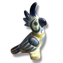 Vintage Mexican Tonala Ceramic Pottery  Hand Painted Parrot Cocktail Bird SIGNED - $16.66