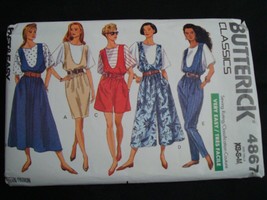 Butterick 4867 Classics Sewing Pattern Jumpsuit Jumper Top Size XS- M Uncut - £8.01 GBP