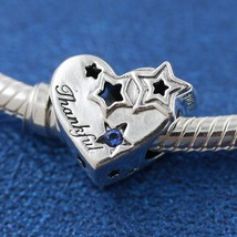 2021 Pre Autumn Release 925 Sterling Silver Thankful Heart &amp; Stars Charm  - £13.52 GBP