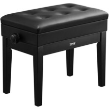 Adjustable Piano Keyboard Bench Storage Padded Seat Wooden Vanity Bookcase Stool - £117.47 GBP