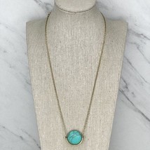 Gold Tone Round Faux Turquoise Pendant Necklace - £5.42 GBP