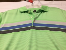 Bolle Golf Tech Mens Polo Shirt Green Size Medium Short Sleeve Striped - £14.75 GBP