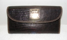 VINTAGE DOONEY &amp; BOURKE DARK BROWN LIZARD EMBOSSED DESIGN WALLET GUC - £46.28 GBP