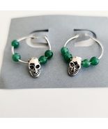 Vintage Skull Goth Hoop Earrings Fashion Jewelry Handmade B67 Maine - $365.45 MXN