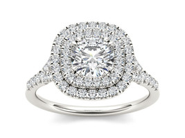 14K White Gold 1 1/4ct TDW Diamond Double Halo Engagement Ring - £3,053.22 GBP