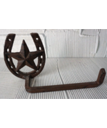 Vintage Wrought Iron Western Horseshoe &amp; Star Toilet Paper Holder Wall M... - £31.53 GBP