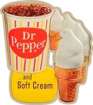 Dr Pepper &amp; Soft Cream Laser Cut Metal Advertising Sign - $69.25