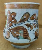 Tonala Mug Mexico Signed Flowers and Butterfly 4&quot; - £12.61 GBP