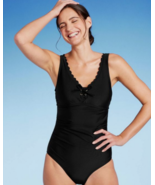 Women&#39;s Grommet Scallop High Coverage One Piece Swimsuit Kona Sol Sz L 1... - £16.01 GBP