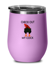 Chickens Wine Glass Check Out My Cock LtPurple-WG  - £21.19 GBP