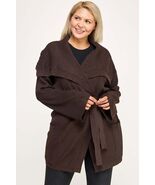Plus Size Ribbed Wrap Cardigan With Waist Belt - $62.75