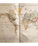 Map Of The World 1869 Guyot&#39;s Geography Victorian Lithograph Print Antiq... - $69.24 CAD