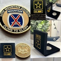 United States Army 10th Mountain Division W Certificate Velvet Box Coin - £21.03 GBP