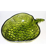 Large 13&quot; GREEN Glass Bowl Heavily Embossed GRAPE Design - £11.77 GBP