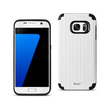 [Pack Of 2] Reiko Samsung Galaxy S7 Rugged Metal Texture Hybrid Case With Rid... - £20.19 GBP