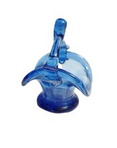 Vintage Hand Blown Cobalt Blue Glass Small 3.5&quot; x 3&quot; Basket Rough Pontil Mark - £8.51 GBP