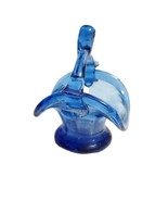 Vintage Hand Blown Cobalt Blue Glass Small 3.5&quot; x 3&quot; Basket Rough Pontil... - £8.55 GBP