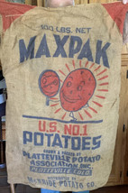 Vintage Maxpak Potatoes Burlap Farm Sack 20in x 34in Platteville Colorado - $25.00