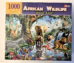 African Wildlife &quot;Jungle Lake&quot; 1000 Piece Jigsaw Puzzle Safari Animals &amp; Birds - £6.74 GBP