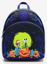 Loungefly The Nightmare Before Christmas Jack &amp; Sally Pumpkins Mini Back... - $94.36 CAD