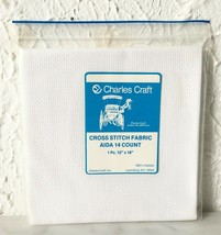 Charles Craft 14 Count White Aida Cross Stitch Fabric 100% Cotton - 12&quot; x 18&quot; - £3.75 GBP