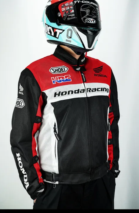 Men Honda HRC Racing Black/Red/White Cowhide Leather Motorcycle Jacket C... - $2,779.74 MXN