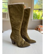 Frye Reed Sz 7M Olive Green Suede Side Zipper Tall Casual Dress Heeled B... - $3,132.84 MXN