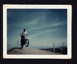 SNAPSHOT from ALBUM * polaroid COLOR landing MOTOCYCLE After jump - $8.86