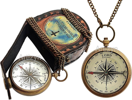 Brass Compass Engraved with Bible Scripture God Is with You Wherever You Go Josh - £25.36 GBP