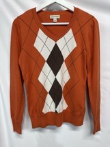 St. John’s Bay Long Sleeve Argyle Sweater Top 100% cotton S - $24.72