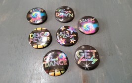Vintage 70s Disco Party Fever Get Funky Stayin Alive Pin Button Lapel Pick One - £7.86 GBP