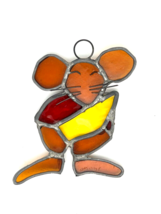 Vintage Stained Glass Cute Mouse Window Ornament Lead/Metal Glass - £1.89 GBP