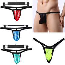 SH Underwear Briefs G-string Pantys Men Thongs See Through Striped Breathable ? - $7.29