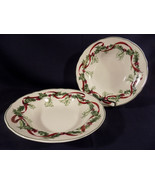 SET OF 2 CHARTER CLUB WINTER GARLAND RIM SOUP BOWLS - EXCELLENT - £23.48 GBP