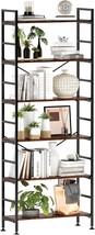 Cosystar&#39;S 6-Tier Adjustable Tall Bookcase, The Industrial Vintage Book Shelf - £114.15 GBP